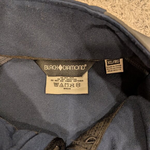 Black Diamond Jacket mens XL Navy Blue Gray Soft Shell Full Zip Pockets Fleece - Picture 3 of 10